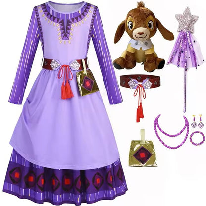 Disney Halloween Costumes for Girls Asha Cosplay Princess Dress Wish Asha Dress for Children Christmas Kids Girls Party Dresses dealshavens