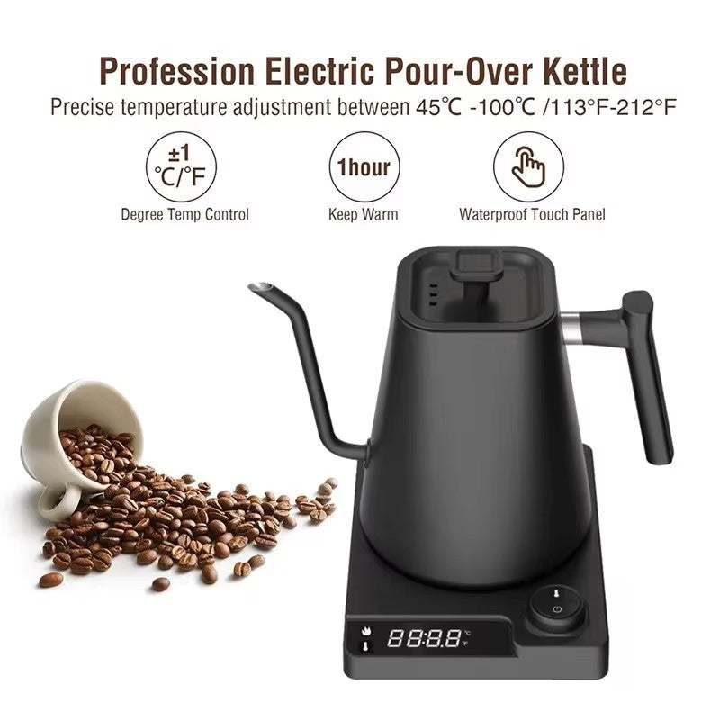 Electric Gooseneck Kettle 1200W Hand Brewed Kettle Coffee Pot Intelligent Constant Temperature Control Tea Pot Portable Kettle - Dealshavens