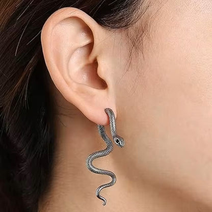 Exaggerated Snake Shape Long Drop Earrings Back Front Hanging Vintage Irregular Earrings for WomenTrendy Halloween Jewelry Gifts Dealshavens