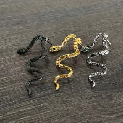Exaggerated Snake Shape Long Drop Earrings Back Front Hanging Vintage Irregular Earrings for WomenTrendy Halloween Jewelry Gifts Dealshavens