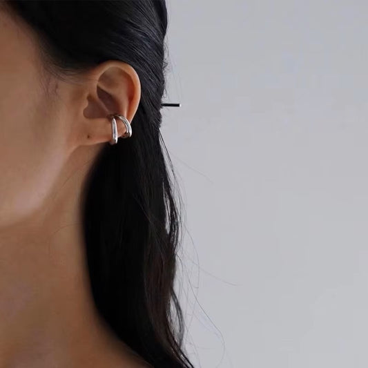 Fake Piercing Earcuff Double Circle Ear Cuff Faux Earrings for Women Man Hiphop Vintage Cuffs Earclips Accessories Korean Fashio Dealshavens