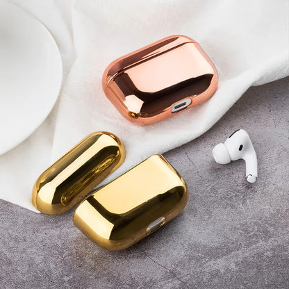 For AirPods Pro 2 Case Electroplated Gold Earphone Case For Apple AirPods Pro 2 1 3 Case Plating Cover For AirPods 3 Pro 2 funds dealshavens