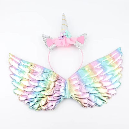 Girls Unicorn Headband Rainbow Wings Cat Ear Cute Hairband Unicorn Birthday Party Decoration Kid Dress Up Toy Cosplay Photo Prop Dealshavens