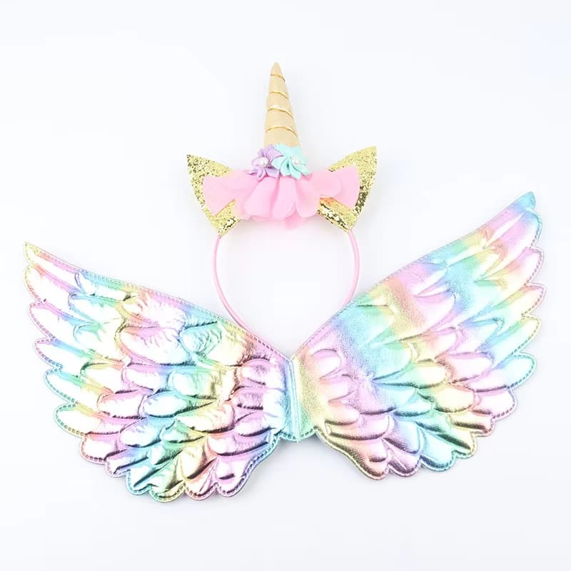 Girls Unicorn Headband Rainbow Wings Cat Ear Cute Hairband Unicorn Birthday Party Decoration Kid Dress Up Toy Cosplay Photo Prop Dealshavens