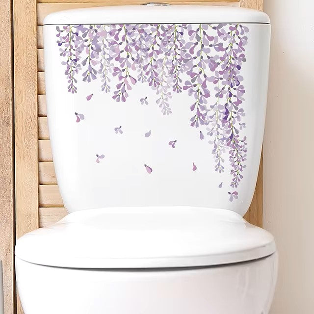 Green Plant Leaves Bathroom Toilet Sticker WC Closestool Wall Sticker Self Adhesive Mural Beautify Flower Home Decoration Decals Dealshavens