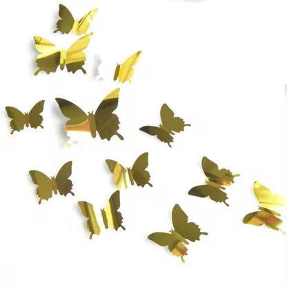 Wall Art Kids Room Decoration Sticker 12Pcs/lot 3D Butterfly Mirror Wall Sticker