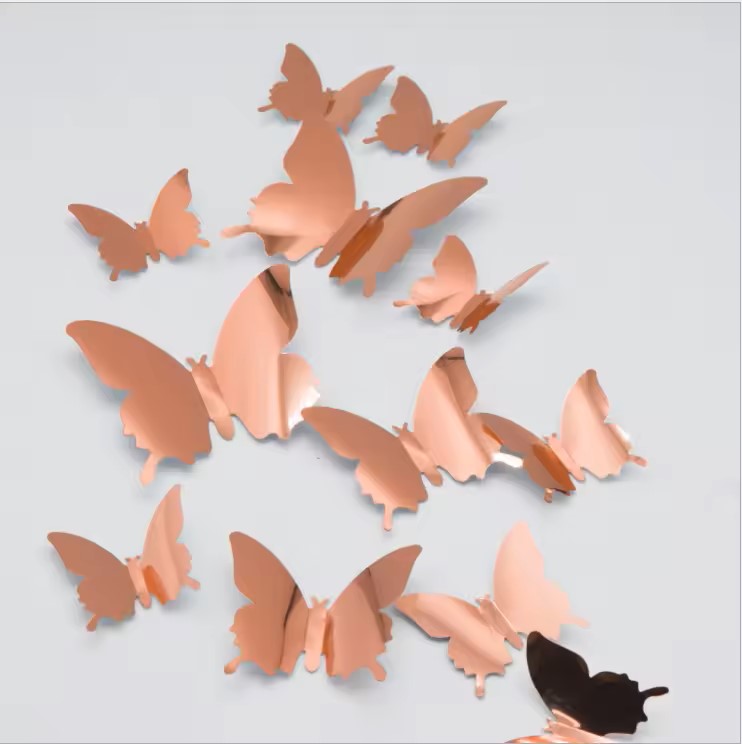 Wall Art Kids Room Decoration Sticker 12Pcs/lot 3D Butterfly Mirror Wall Sticker