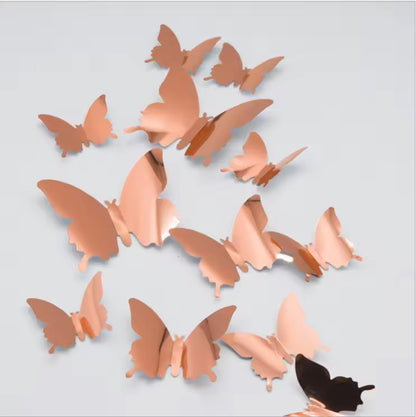 Wall Art Kids Room Decoration Sticker 12Pcs/lot 3D Butterfly Mirror Wall Sticker