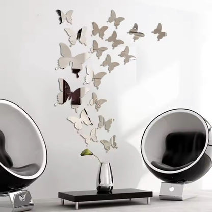 Wall Art Kids Room Decoration Sticker 12Pcs/lot 3D Butterfly Mirror Wall Sticker