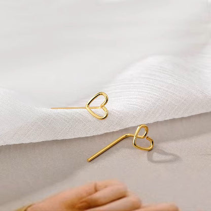 New Fashion Contracted Heart Pearl Fine Earrings Joker Sweet Elegant Temperament Women Drop Earrings Dealshavens