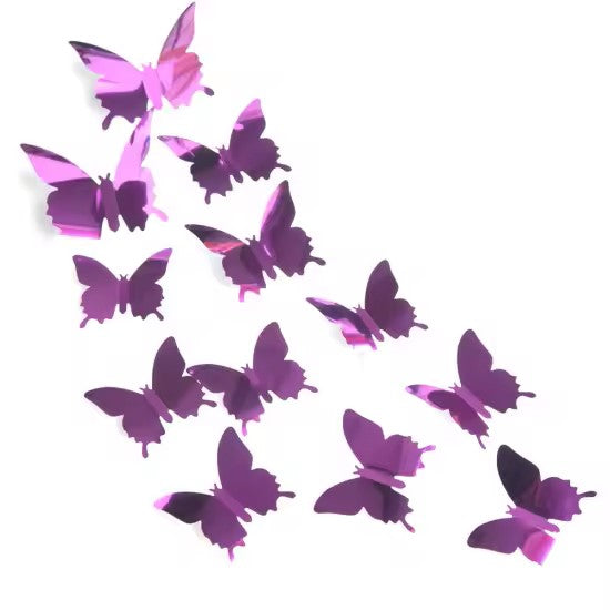 Wall Art Kids Room Decoration Sticker 12Pcs/lot 3D Butterfly Mirror Wall Sticker