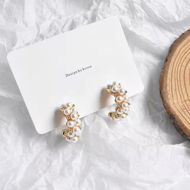 New Fashion Contracted Heart Pearl Fine Earrings Joker Sweet Elegant Temperament Women Drop Earrings Dealshavens