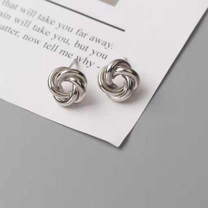 Tiny Metal Stud Earrings for Women Gold Color Twist Round Earrings Small Unusual Earrings boucles d'oreilles Fashion Jewelry Dealshavens