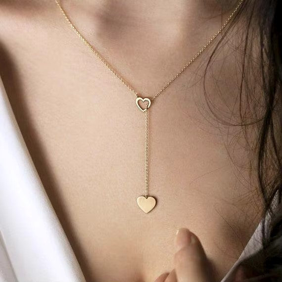 Europe And The United States Big Fashion Popular Personality New Peach Heart Love Pendant Women's Y-shaped Necklace Wholesale Dealshavens