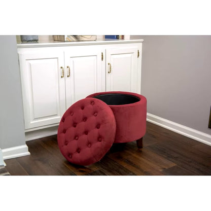 Home Decor | Upholstered Round Velvet Tufted Foot Rest Ottoman | Ottoman with Storage for Living Room & Bedroom | Decorative Hom - Dealshavens