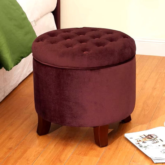 Home Decor | Upholstered Round Velvet Tufted Foot Rest Ottoman | Ottoman with Storage for Living Room & Bedroom | Decorative Hom - Dealshavens