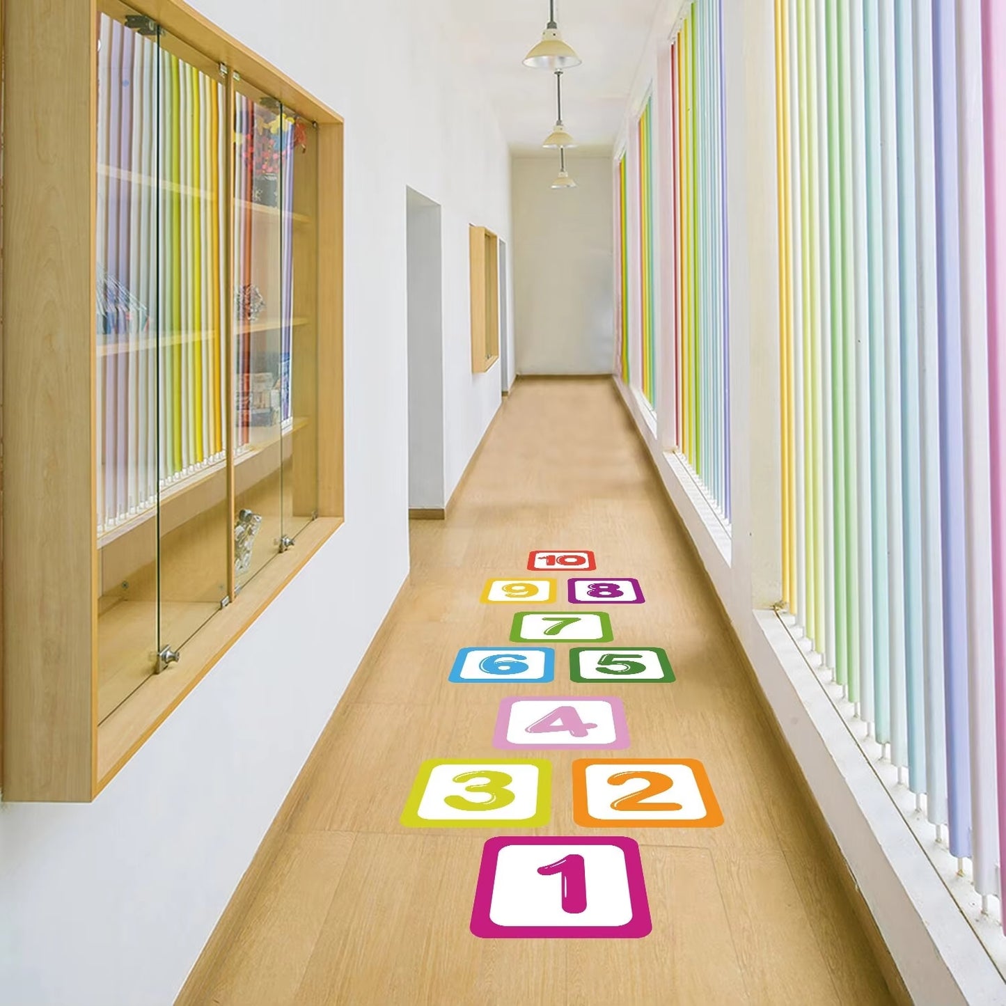 Hopscotch Floor Stickers Lattice Number Game Kindergarten Children Room Cartoon Wall Stickers Waterproof Dealshavens