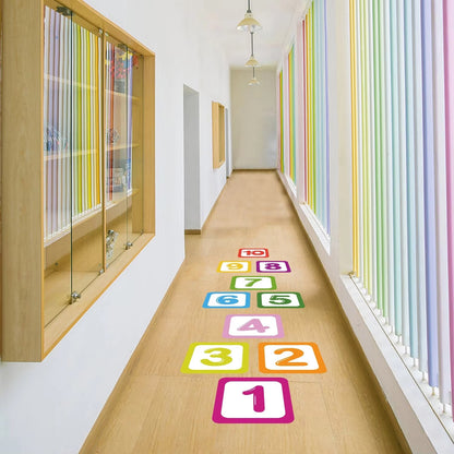Hopscotch Floor Stickers Lattice Number Game Kindergarten Children Room Cartoon Wall Stickers Waterproof Dealshavens