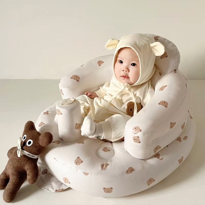 Infant Shining Baby Inflatable Sofa Children Puff Portable Bath Chairs PVC Multifunctional Seat Practice Sitting Bath Stool - Dealshavens