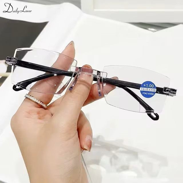 Intelligent Zoom Anti-blue Light Reading Glasses Frameless Cutting Edge Presbyopic Glasses Men and Women Presbyopic Glasses