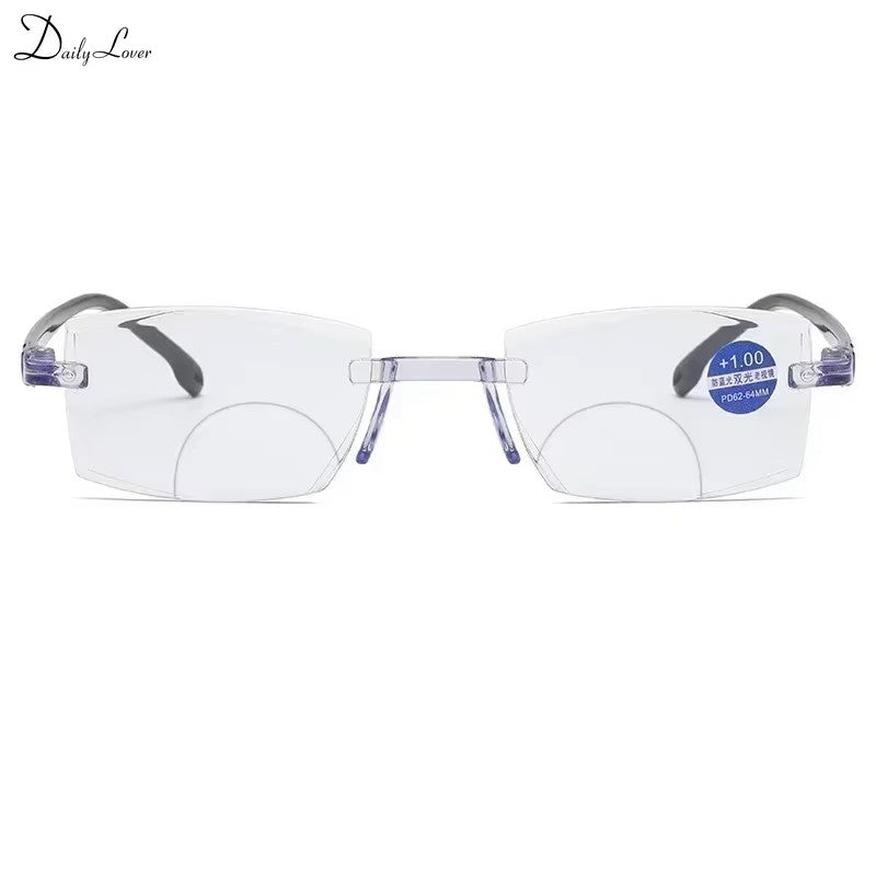 Intelligent Zoom Anti-blue Light Reading Glasses Frameless Cutting Edge Presbyopic Glasses Men and Women Presbyopic Glasses