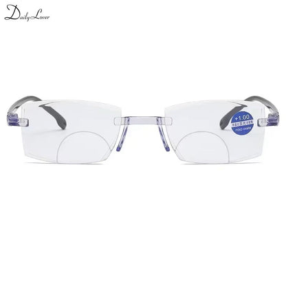 Intelligent Zoom Anti-blue Light Reading Glasses Frameless Cutting Edge Presbyopic Glasses Men and Women Presbyopic Glasses