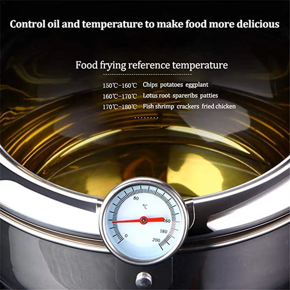 Kitchen Tempura Fryer Pan Fryer Without Oil Frying Pan Fryer Japanese Deep Fryer With Thermometer and Lid 304 Stainless Steel - Dealshavens