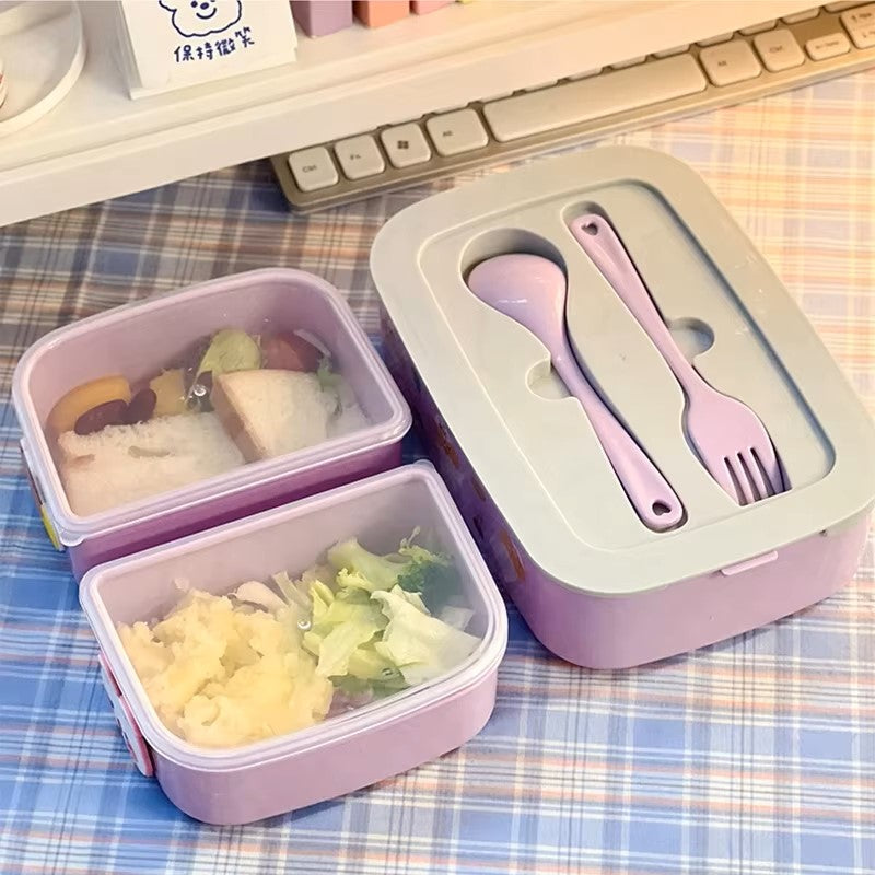 Kawaii Portable Lunch Box For Girls School Kids Plastic Picnic Bento Box Microwave Food Box With Compartments Storage Containers dealshavens