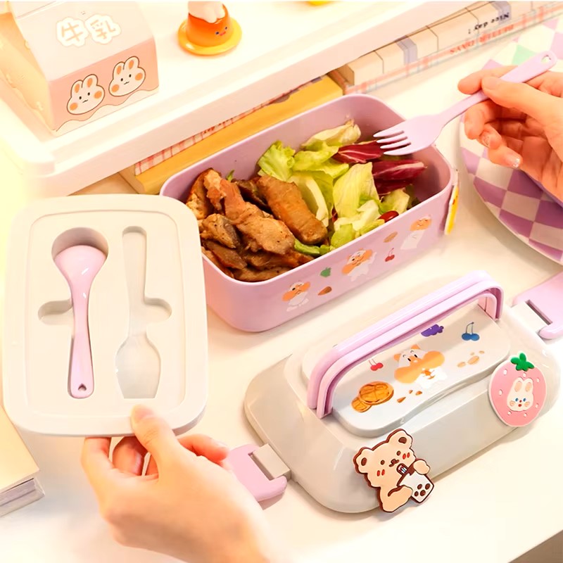 Kawaii Portable Lunch Box For Girls School Kids Plastic Picnic Bento Box Microwave Food Box With Compartments Storage Containers dealshavens