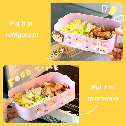 Kawaii Portable Lunch Box For Girls School Kids Plastic Picnic Bento Box Microwave Food Box With Compartments Storage Containers dealshavens