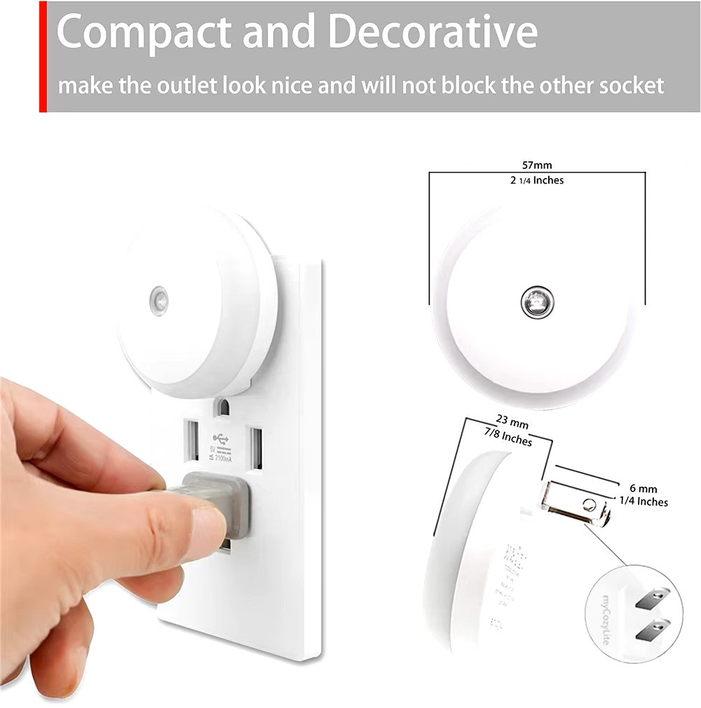 LED Night Light Smart Night Sensor Round Plug in Wall Night