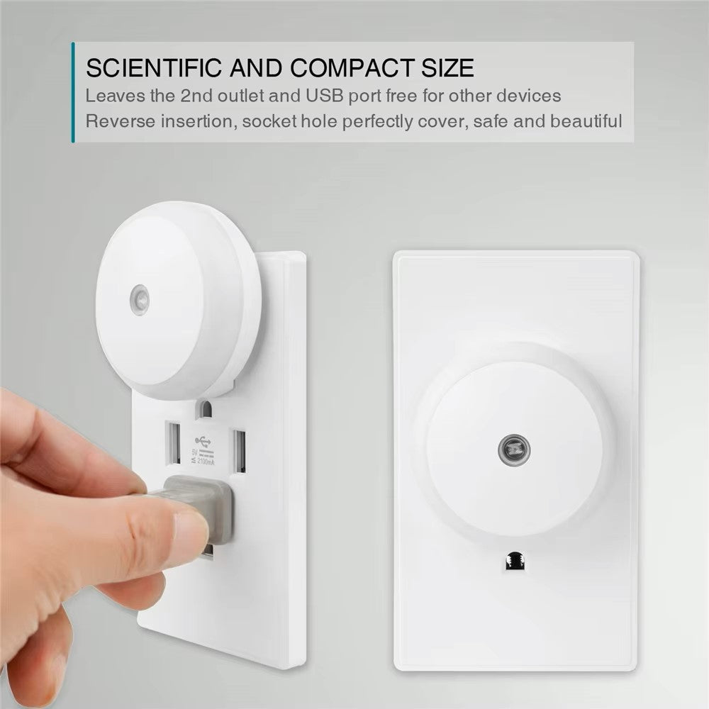 LED Night Light Smart Night Sensor Round Plug in Wall Night