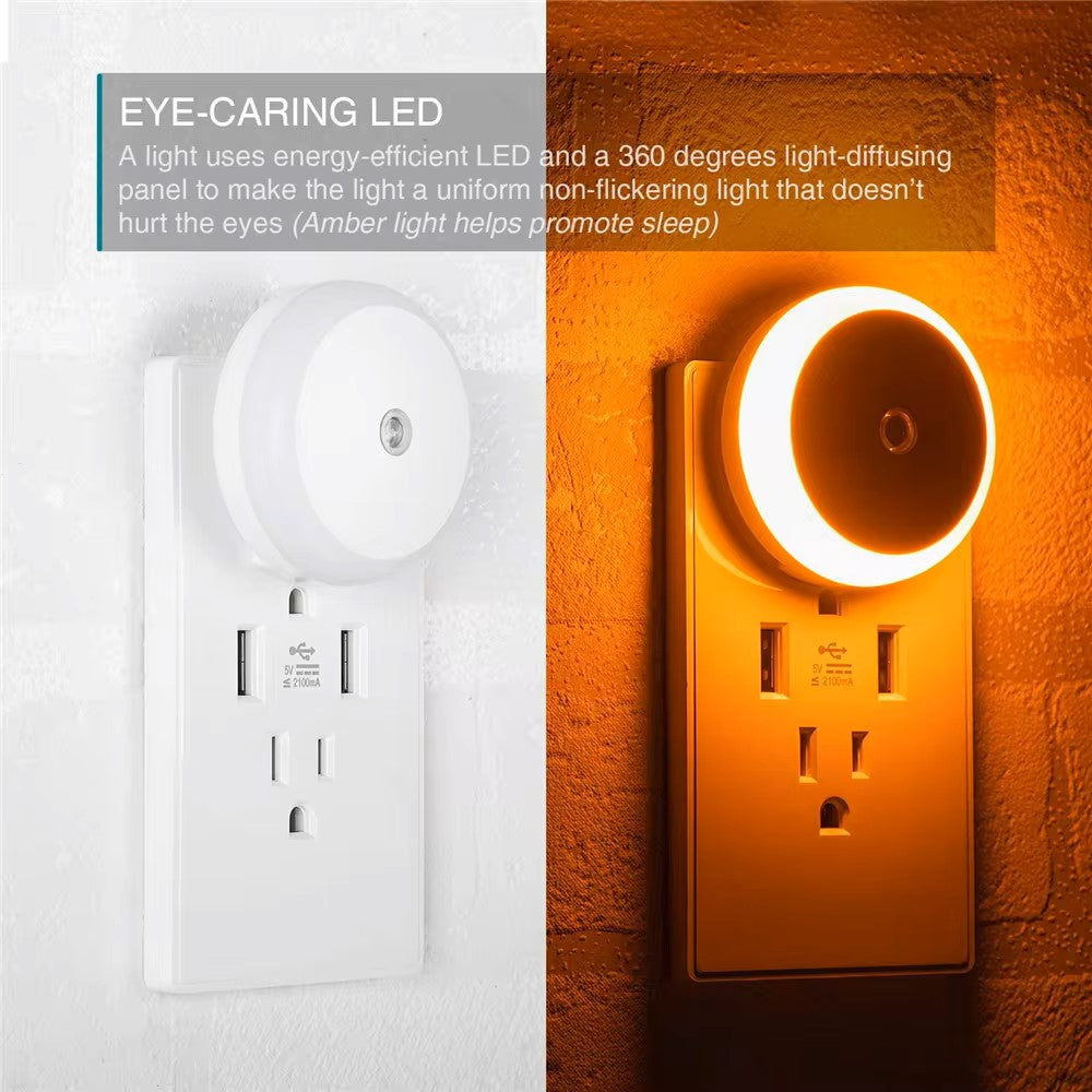 LED Night Light Smart Night Sensor Round Plug in Wall Night