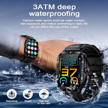 LIGE 2024 Military Smart Watches Men 1.96" Screen Bluetooth Call Heart Rate Monitor Sport Fitness Waterproof Outdoor Smartwatch dealshavens