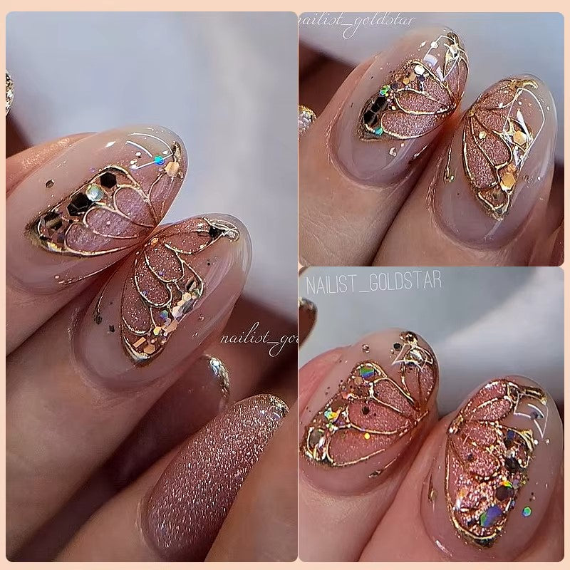 LILYCUTE 5ml Super Bright Metallic Painting Liner Gel Nail Polish Silver Gold Rose Mirror Graffiti Stripe Pull Line Nail Art Gel