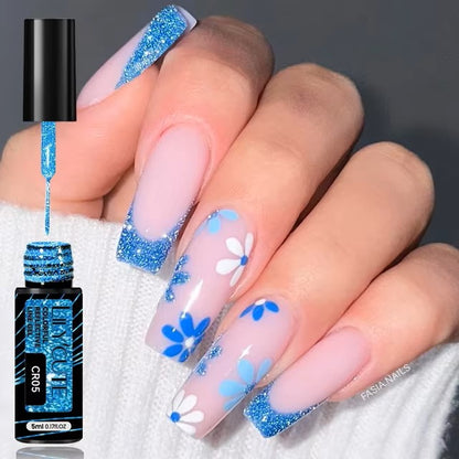 LILYCUTE 5ml Super Bright Metallic Painting Liner Gel Nail Polish Silver Gold Rose Mirror Graffiti Stripe Pull Line Nail Art Gel