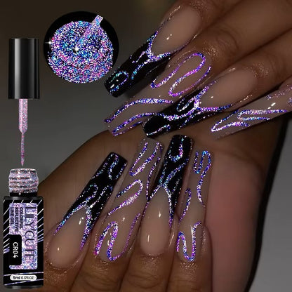 LILYCUTE 5ml Super Bright Metallic Painting Liner Gel Nail Polish Silver Gold Rose Mirror Graffiti Stripe Pull Line Nail Art Gel