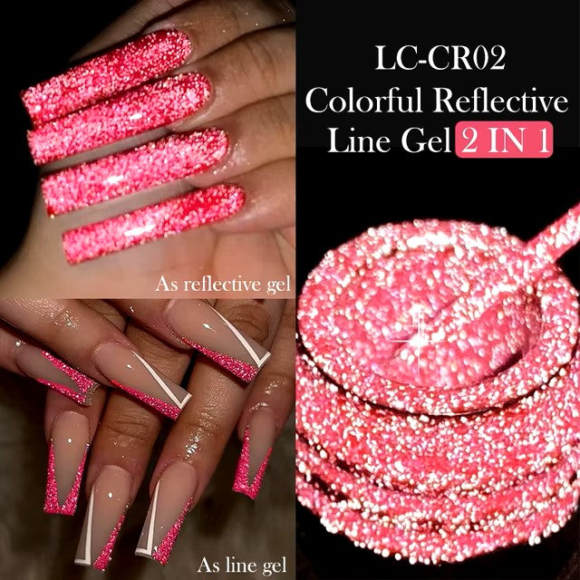 LILYCUTE 5ml Super Bright Metallic Painting Liner Gel Nail Polish Silver Gold Rose Mirror Graffiti Stripe Pull Line Nail Art Gel