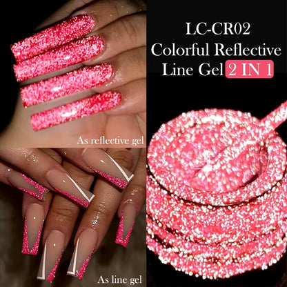 LILYCUTE 5ml Super Bright Metallic Painting Liner Gel Nail Polish Silver Gold Rose Mirror Graffiti Stripe Pull Line Nail Art Gel