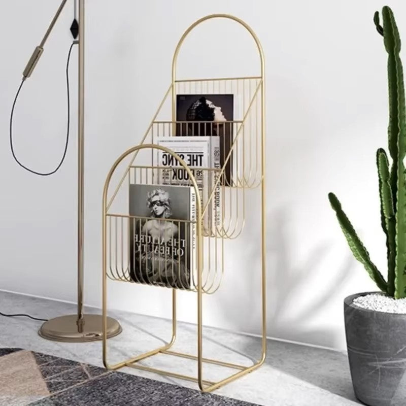 Light Luxury Style Magazine Rack Floor Display Rack Iron Books And Newspapers Rack Small Multi-layer Illustrated Book Storage - Dealshavens