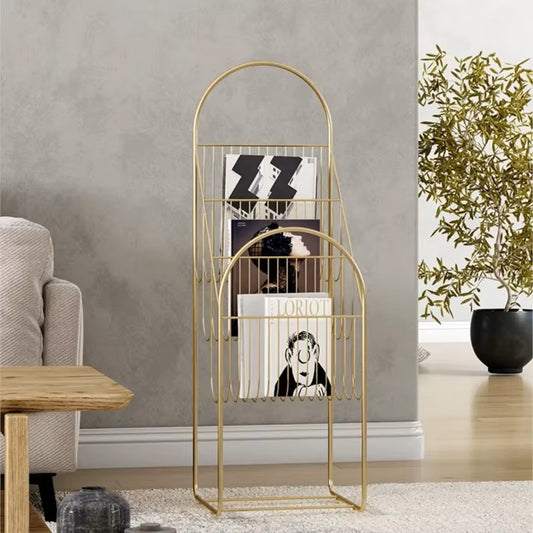 Light Luxury Style Magazine Rack Floor Display Rack Iron Books And Newspapers Rack Small Multi-layer Illustrated Book Storage - Dealshavens