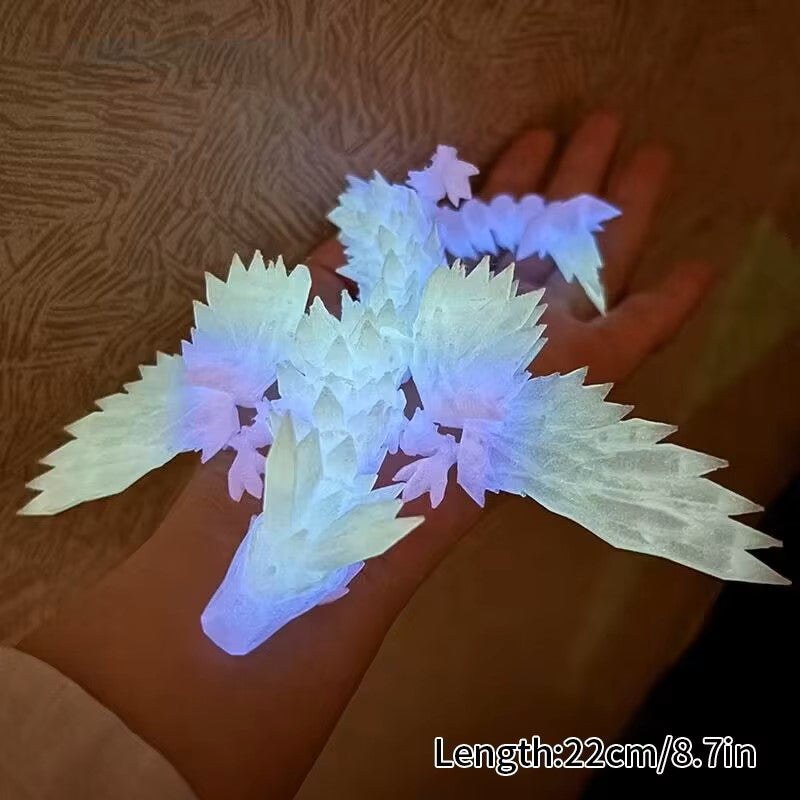 تنين مضيء مطبوع ثلاثي الأبعاد يتوهج في الظلام بيضة تنين طائر أجنحة مفصلية قابلة للدوران زينة منزلية للمكتب هدية للأطفال