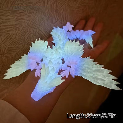 تنين مضيء مطبوع ثلاثي الأبعاد يتوهج في الظلام بيضة تنين طائر أجنحة مفصلية قابلة للدوران زينة منزلية للمكتب هدية للأطفال