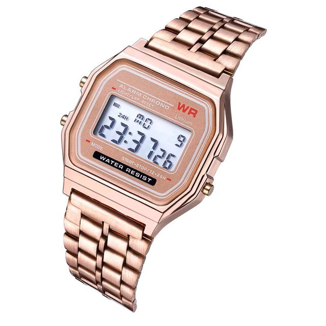 Luxury LED Digital Watches for Men Stainless Steel Gold Sliver Electronic Watch Fashion Business Mens Watch relogios masculino