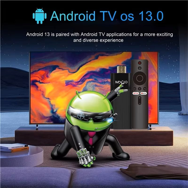 جهاز استقبال تلفزيوني صغير MX10 يعمل بنظام أندرويد 13 ATV 4K HD 2G 16G TV Box 2.4G 5G ثنائي واي فاي BT5.0 مشغل وسائط ذكي صوتي جهاز استقبال تلفزيوني ليوتيوب