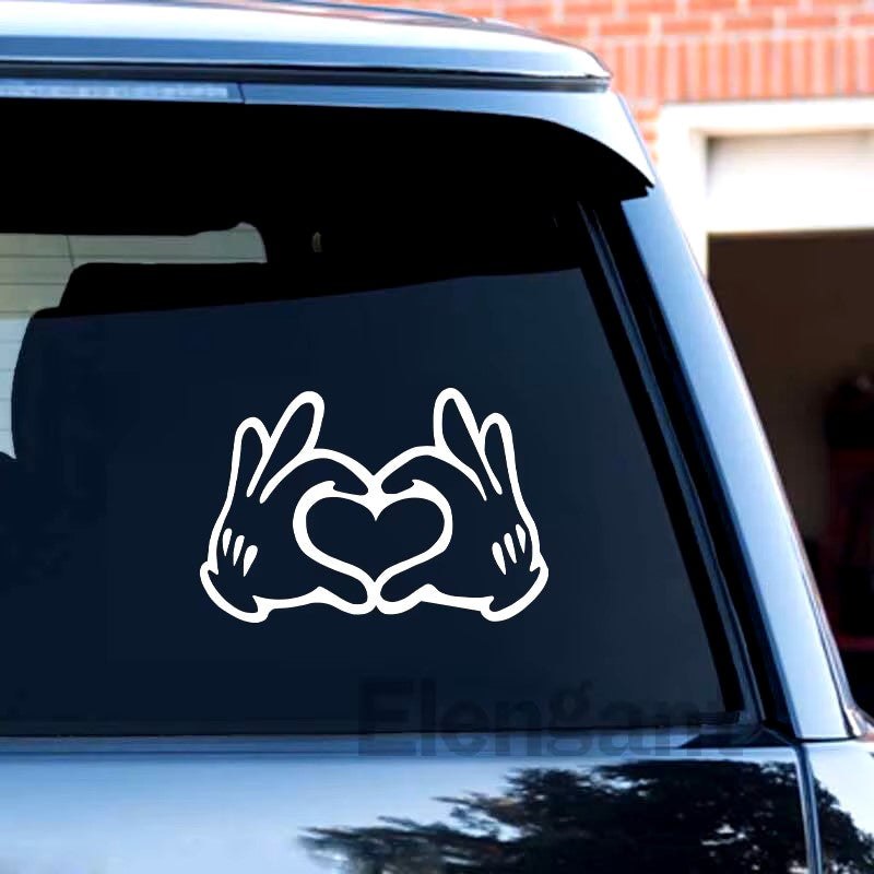 Mickey Mouse and Minnie Mouse Love Hands Vinyl Art Sticker Car Window Laptop Decor Couple Love Gifts Cup Decals Decoration