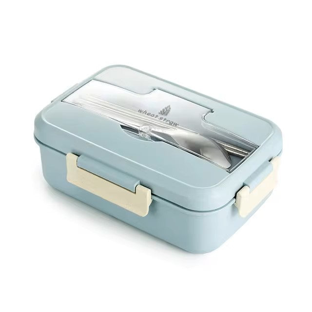 Microwave Lunch Box Wheat Straw Dinnerware with Spoon Chopsticks Food Storage Container Children Kids School Office Bento Box Dealshavens