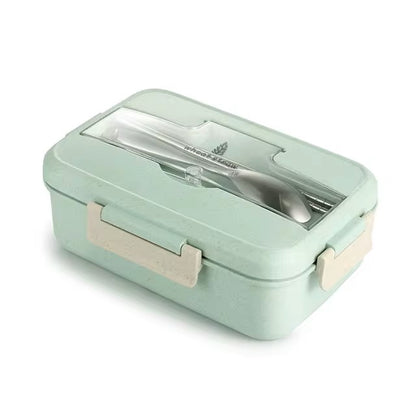 Microwave Lunch Box Wheat Straw Dinnerware with Spoon Chopsticks Food Storage Container Children Kids School Office Bento Box Dealshavens