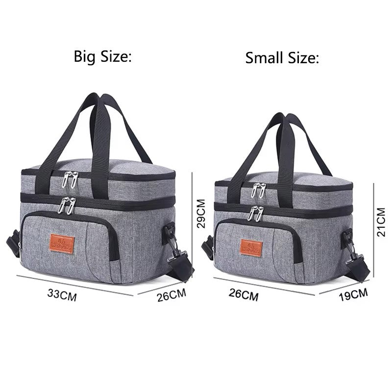 Multifunctional Double Layers Tote Cooler Lunch Bags for Women Men Large Capacity Travel Picnic Lunch Box with Shoulder Strap dealshavens