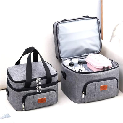 Multifunctional Double Layers Tote Cooler Lunch Bags for Women Men Large Capacity Travel Picnic Lunch Box with Shoulder Strap dealshavens